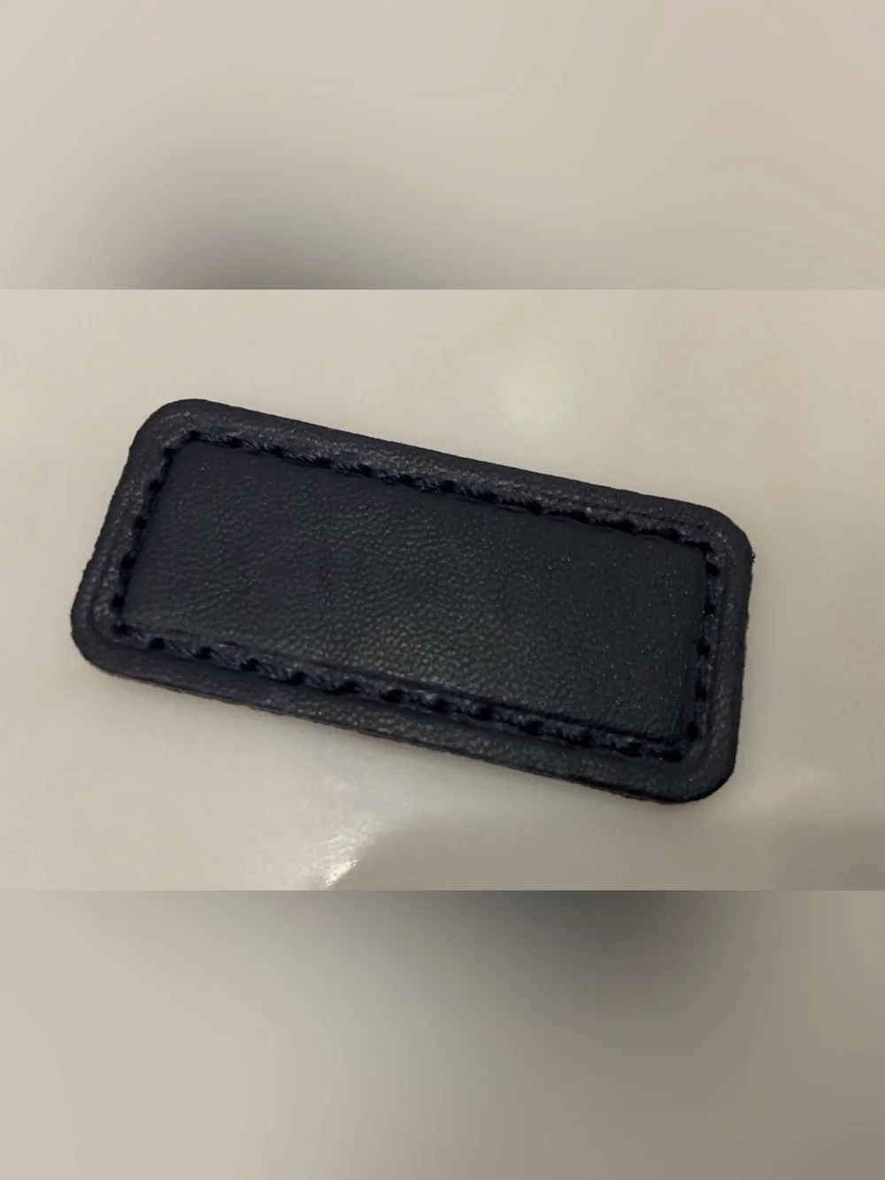 NEW Tumi Extra Small 2” x 15/16” Leather Monogram Patch - DARK NAVY BLUE color